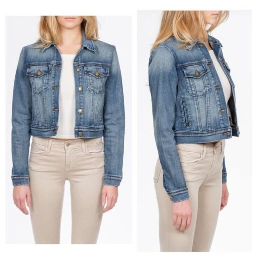 Sz‎ XS- J Brand Denim Jacket Womens Light Wash Button Up Cropped Jean Jacket